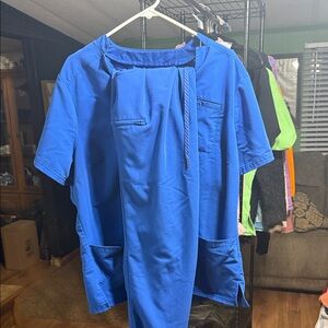 Jaanuu Royal Blue Scrub Top and Jogger Pants